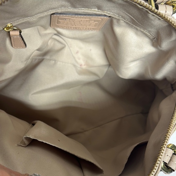 COACH Peyton Sand Beige Taupe Leather Cora Dome Satchel Handbag Purse - Picture 11 of 16